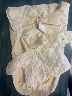 Vintage Cream Quilted Baby Jacket and swaddle